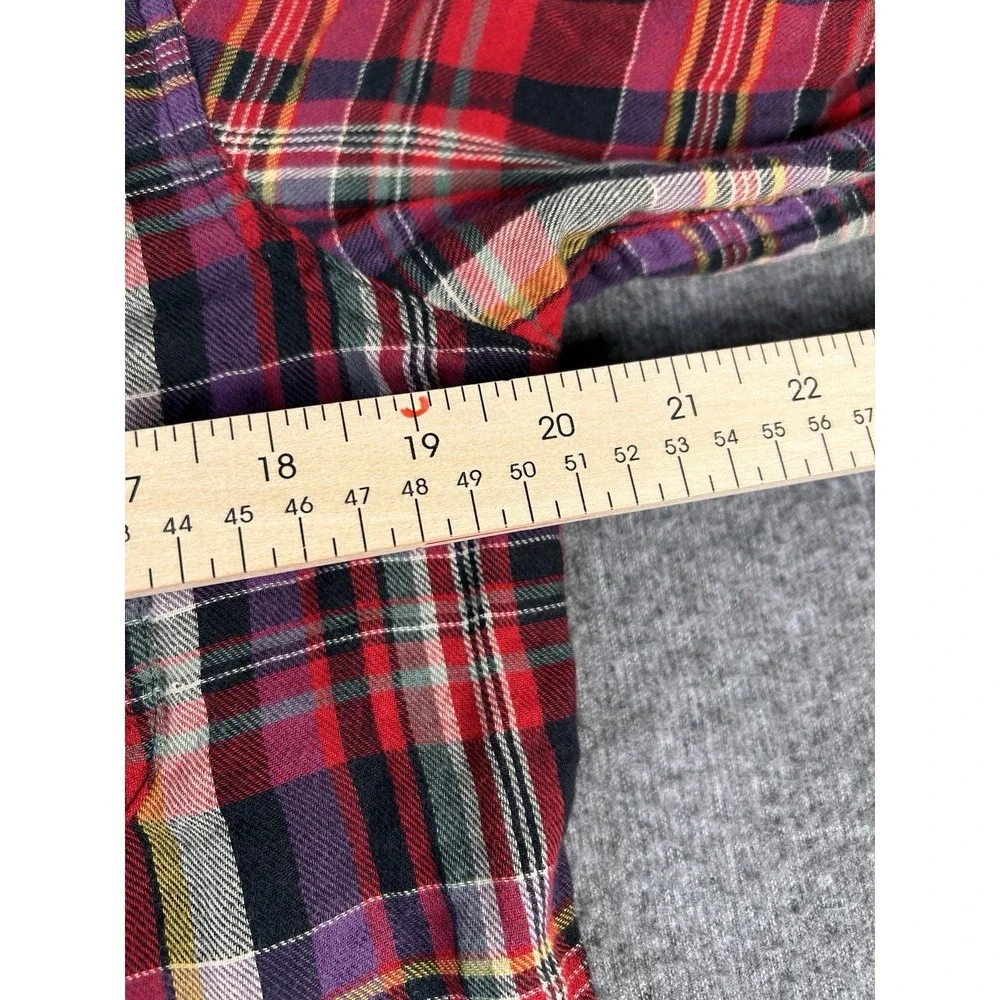 Polo Ralph Lauren Plaid Flannel‎ Shirt Men's M Button Front Red Blue Academia